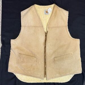Vintage Carhartt Sherpa Lined Hunting Vest Zip Front XL